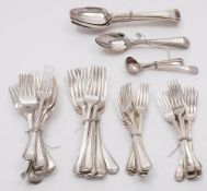 A matched silver Old English Thread pattern part flatware service,
