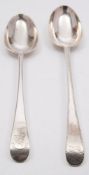 A George III silver Old English Feather Edged pattern serving spoon, maker Thomas & William Chawner,
