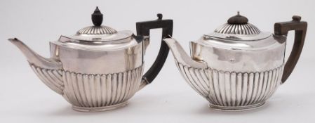 A late Victorian silver teapot, maker West & Son, London, 1896: initialled,