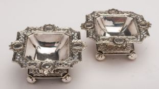 WITHDRAWN A pair of George III silver salts, maker Hester Bateman, London,