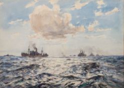 * Arthur James Wetherill Burgess [1875-1957]- Naval Convoy at Sea:- signed watercolour 38 x 53cm.
