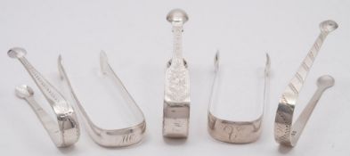 A pair of George IV silver sugar tongs, maker William Bateman I, London, 1820: initialled,