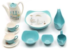 A Midwinter Stylecraft Fashion Shape coffee and part dinner service in Cannes pattern: after a