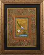A pair of Persian paintings of insects amongst flowers: framed and glazed 27 x 20cm,