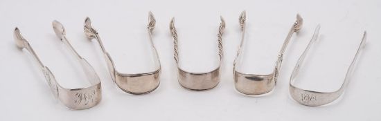 A pair of Victorian silver sugar tongs, maker Henry Lias & Henry Lias, London, 1864: initialled,