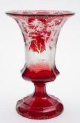 A Bohemian ruby stained glass vase: of fluted bell shape,