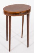 A George III mahogany and inlaid oval urn table:,