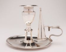 A George III silver chamber stick and snuffer, maker Crispin Fuller, London,