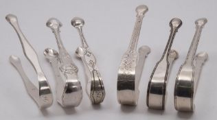 A pair of George IV silver sugar tongs, maker William Chawner II, London, 1820: initialled,