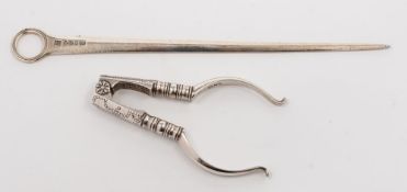 A George III silver meat skewer, maker George Smith III & William Fearn, London, 1787: 27.5cm.