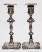 A pair of Edward VII silver candlesticks, maker Hawksworth, Eyre & Co Ltd, Sheffield,