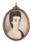 English School late 18th Century- A miniature portrait of a lady:, head and shoulders,