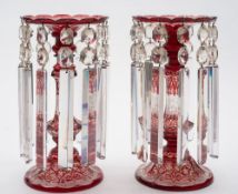 A pair of Bohemian ruby stained,