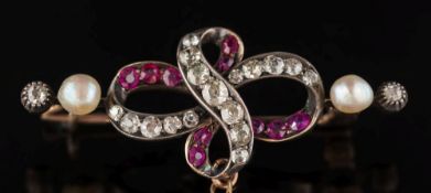 A late 19th century gold, silver, ruby,