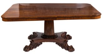An early Victorian mahogany rectangular breakfast table:,
