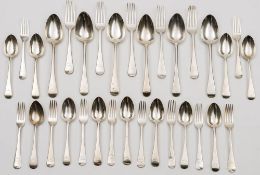 An Old English pattern matched flatware service, various makers and dates: crested,