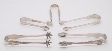A pair of Victorian silver sugar tongs, maker Henry George Adams, London, 1862: initialled,