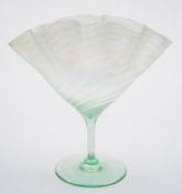 A facon de venise glass stem vase probably by Harry Powell for Whitefriars: the pale green