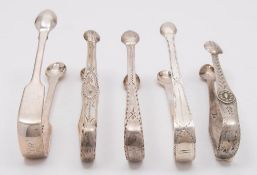 A pair of William IV silver sugar tongs, maker William Collins, London 1832: initialled,