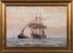 * Arthur James Wetherill Burgess [1875-1957]- Picking up the tug:- signed bottom right oil on