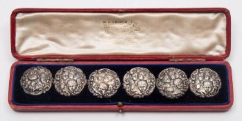 A set of six Edward VII silver buttons, maker Levi & Salaman, Birmingham,