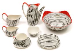 A Midwinter Fashion Shape part coffee and dinner service in the Zambesi pattern: after a design by