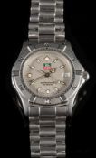 A 'Tag Heuer Professional 200 meters' stainless steel wristwatch: the matte silver circular dial,