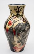 A large Moorcroft pottery vase: of baluster form tubelined in the Timbavati pattern after an
