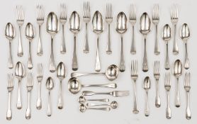A matched set of Old English and Fiddle pattern flatware,