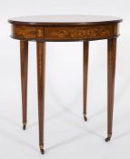 By Edwards and Roberts - An Edwardian mahogany and marquetry oval occasional table:,