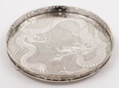 A Chinese silver tray, maker MC85: of circular outline,