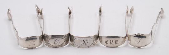 A pair of George IV silver sugar tongs, maker William Eley, William Fearn & William Chawner,