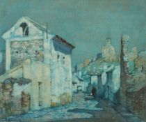 Albert Moulton Foweraker [1873-1942]- Moonlit street scene in Antequera:- signed bottom