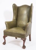 A cased mahogany wing frame armchair in the Georgian taste:,