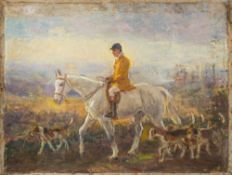 * Alice des Clayes [1890-1968]- Huntsman and hounds:- signed oil on canvas 48 x 66cm.