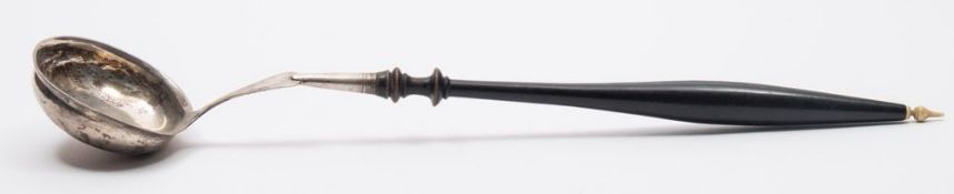 A Continental silver serving ladle, stamped Lutzen: with turned wood handle and ivory finial, 47.