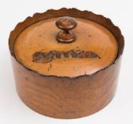 A 19th century treen spice box and cover: of circular form,