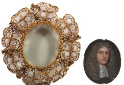 English School 17th Century- A miniature portrait of a gentleman:,