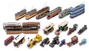 A small collection of N gauge trolley buses and similar diecast vehicles:, (a lot).