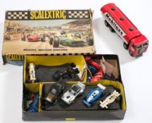A Japanese tinplate tanker in 'Mobilgas' livery , together with a part Scalextric set. No.