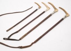 Two silver mounted antler handled hunting crops by Swaine & Adeney, London,