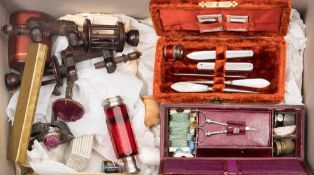 A collection of Victorian and later treen and ivory sewing accoutrements:,