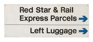 A British Railways aluminium sign 'Red Star & Rail, Express Parcels and Left Luggage':,