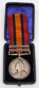 A Queens South Africa medal with two clasps to '3914 Pte J T Johnson 14/Hrs':,