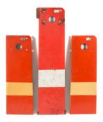 Three British Rail lower-quadrant semaphore stop signal signs:.