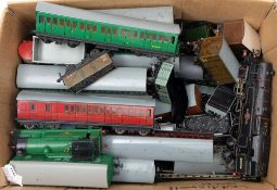 A collection of Hornby Dublo:, including a 2-6-4 locomotive in BR livery, coaches,