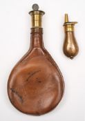 A small copper and brass pistol powder flask by Sykes:,
