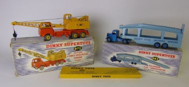 Dinky No 972 20-Ton Lorry-Mounted Crane 'Coles': with orange body and yellow crane and Dinky No 982