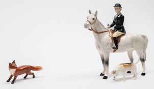A Beswick Hunting group:, comprising Huntswoman style two, standing model 1730,
