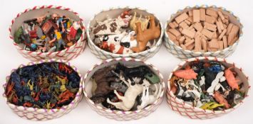 A collection of Britains and other makers garden and farmyard figures, animals and buildings:,